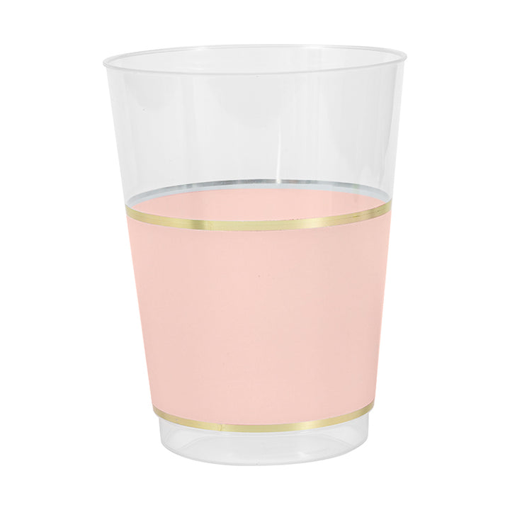 12oz Tumblers – 120 Count (12 Packs of 10) – Clear with Elegant Gold/Silver Rim