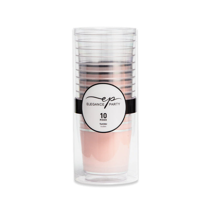 10 Pack Tumblers 12oz - Clear with Silver & Blush Design