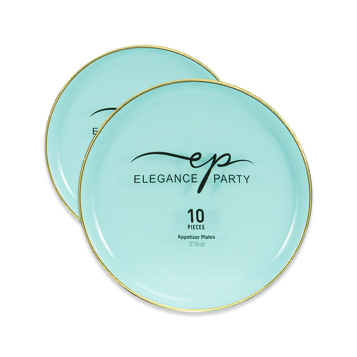 10 Pack Dinner Plates  Edge - Mint Gold
