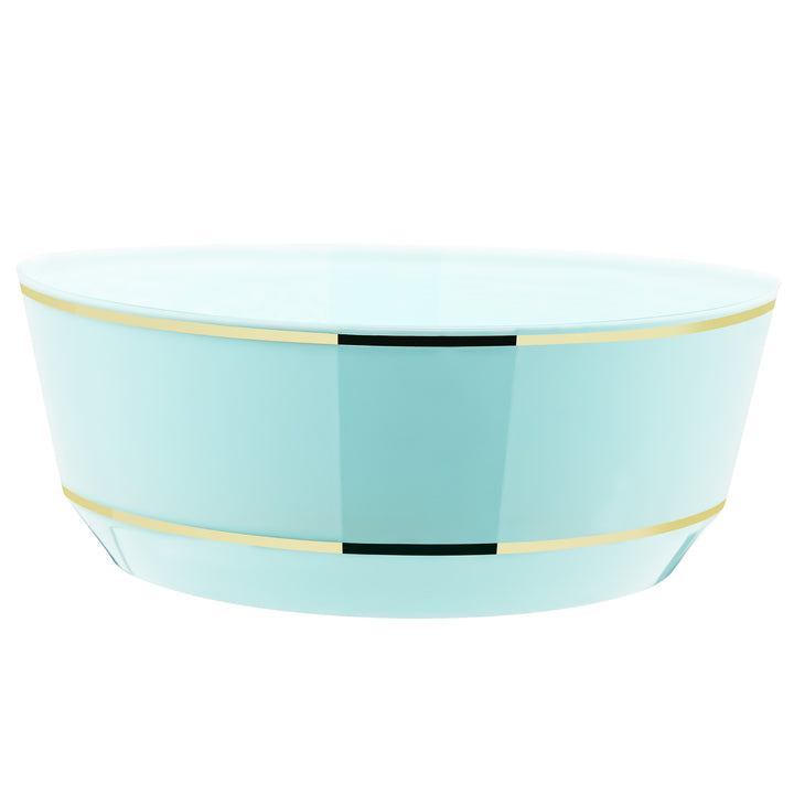 14oz Soup Bowls – 120 Count (12 Packs of 10) – Mint with Elegant Gold/Silver Rim