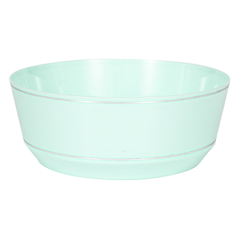 14oz Soup Bowls – 120 Count (12 Packs of 10) – Mint with Elegant Gold/Silver Rim