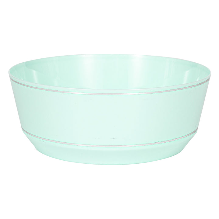 14oz Soup Bowls – 120 Count (12 Packs of 10) – Mint with Elegant Gold/Silver Rim