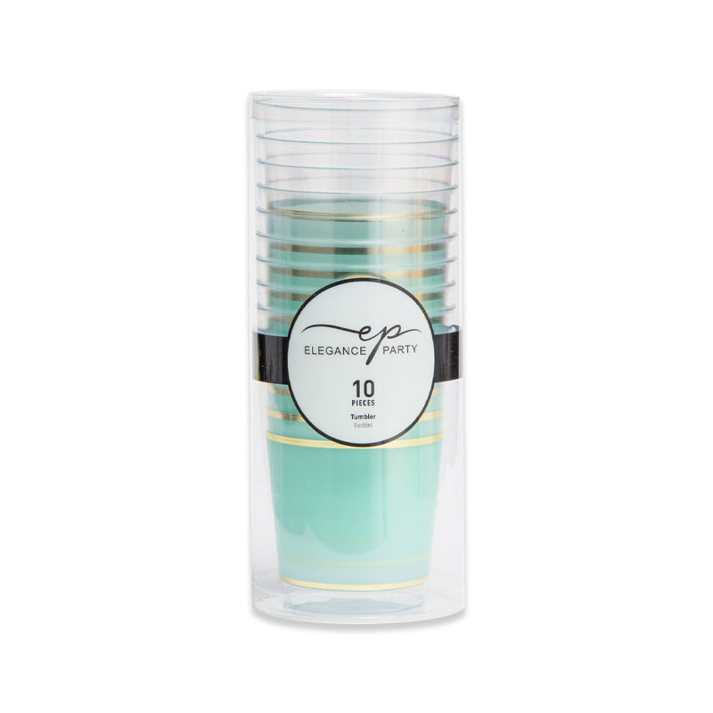 10 Pack Tumblers 12oz - Clear with Gold & Mint Design
