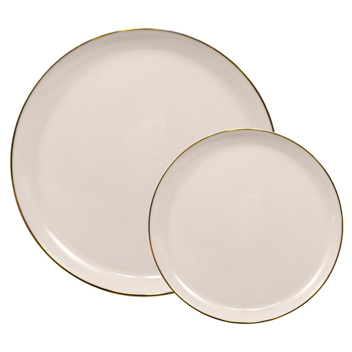 10.25" Dinner Plates – 120 Count (12 Packs of 10) – Linen with Elegant Gold/Silver Rim