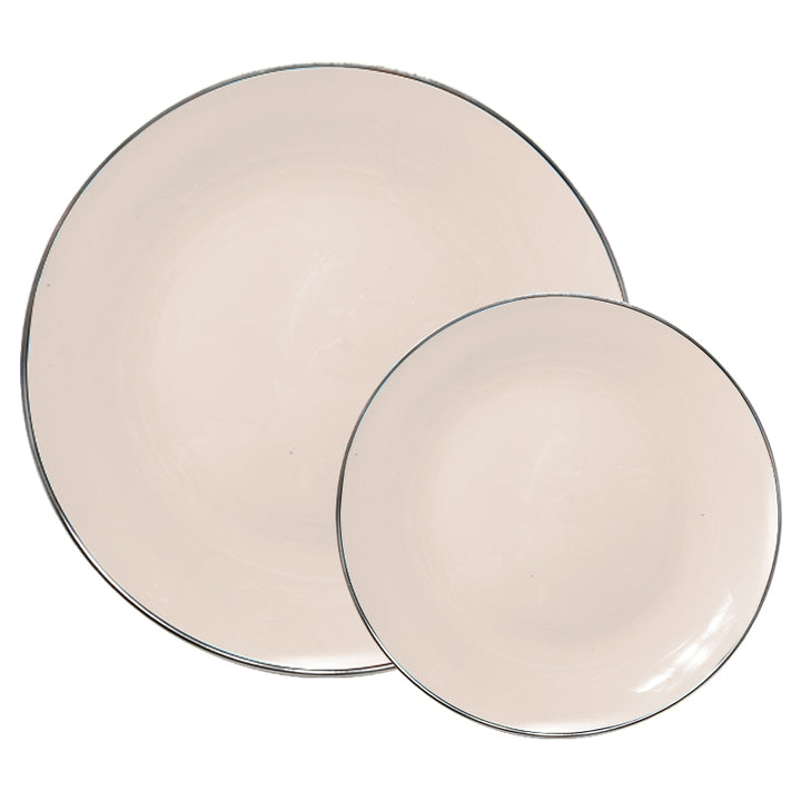 10.25" Dinner Plates – 120 Count (12 Packs of 10) – Linen with Elegant Gold/Silver Rim