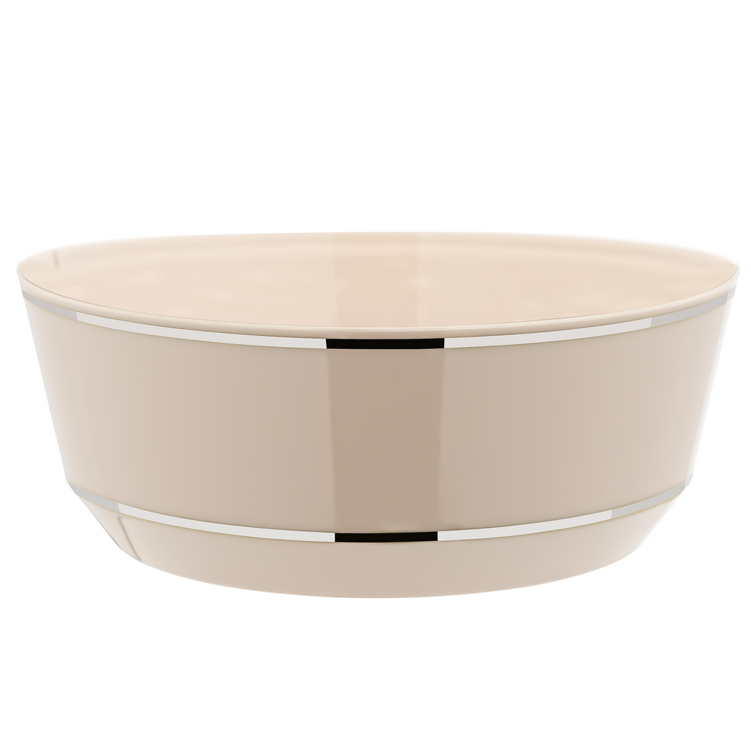 14oz Soup Bowls – 120 Count (12 Packs of 10) – Linen with Elegant Gold/Silver Rim