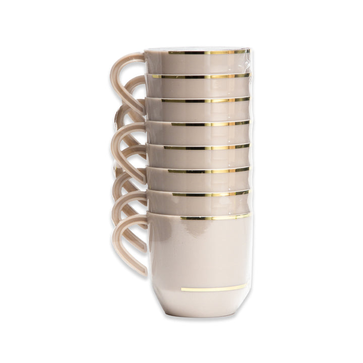 EP 8PK 12.5oz Tea Cup Linen+Gold