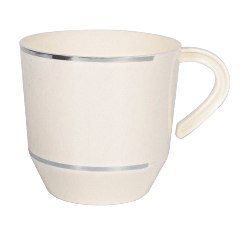 12.5oz Tea Cups – 96 Count (12 Packs of 8) – Linen with Elegant Gold/Silver Rim