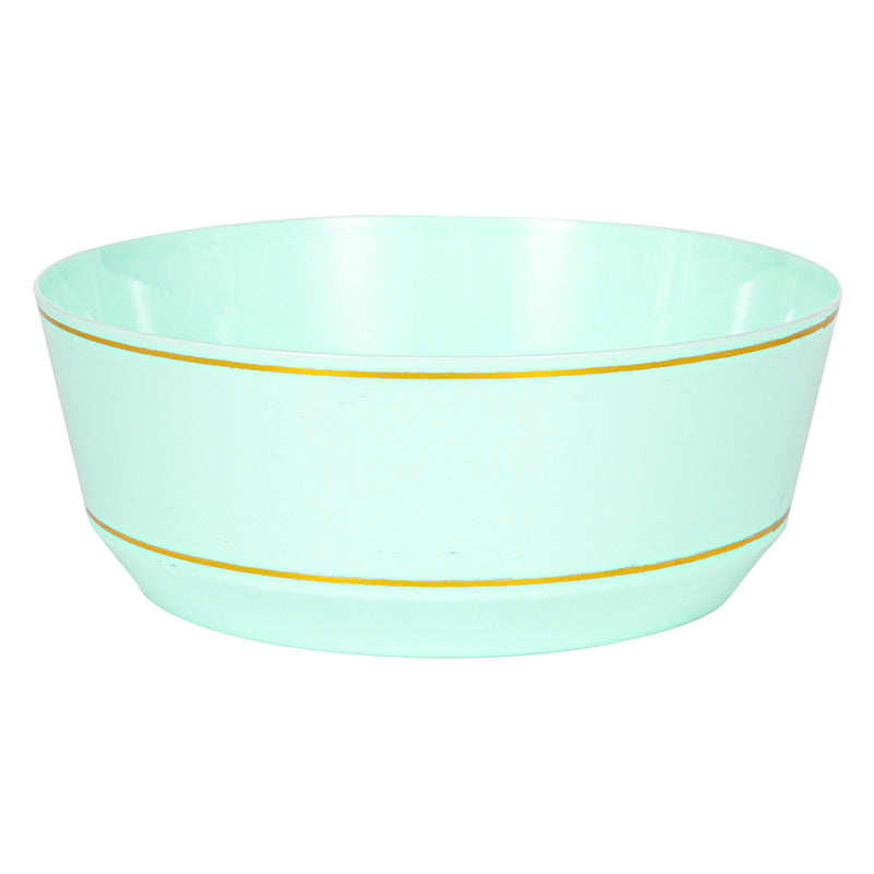 8oz Dessert Bowls – 240 Count (24 Packs of 10) – Mint with Elegant Gold Rim