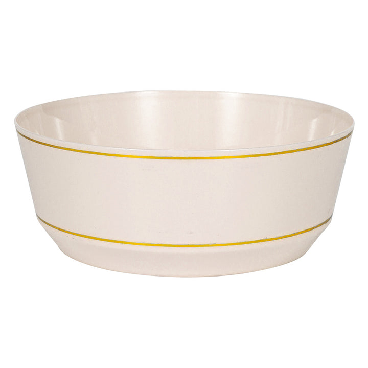 8oz Dessert Bowls – 240 Count (24 Packs of 10) – Linen with Elegant Gold Rim