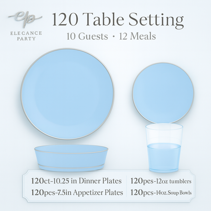 Blue Elegance Full Dinnerware Bundle – Complete Set for 10 Guests