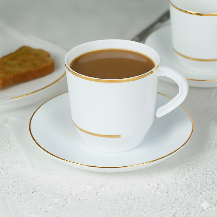 12.5oz Tea Cups – 96 Count (12 Packs of 8) – White-Gold/Silver/Rim Options