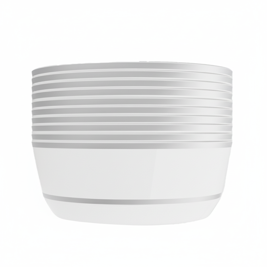 14oz Soup Bowls – 120 Count (12 Packs of 10) – White with Elegant Gold/Silver Rim