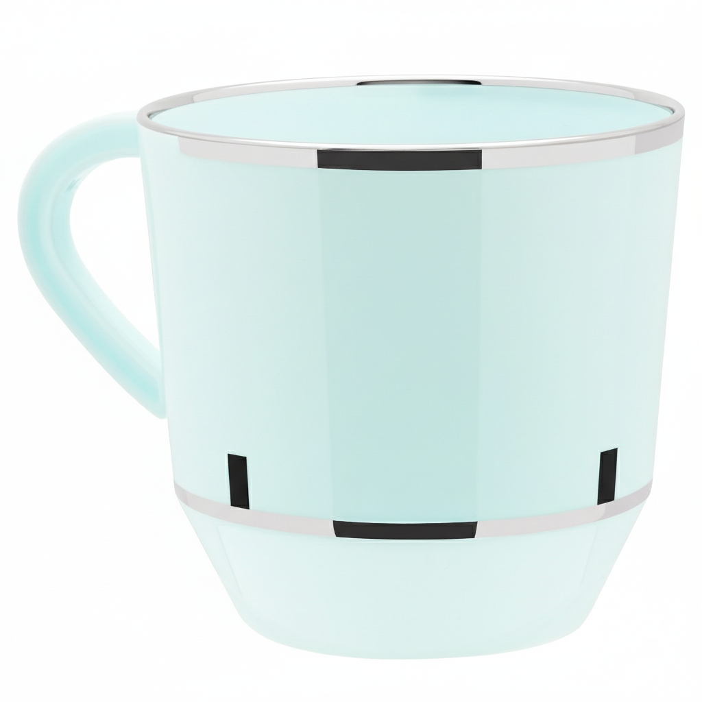 12.5oz Tea Cups – 96 Count (12 Packs of 8) – Mint with Elegant Gold/Silver Rim