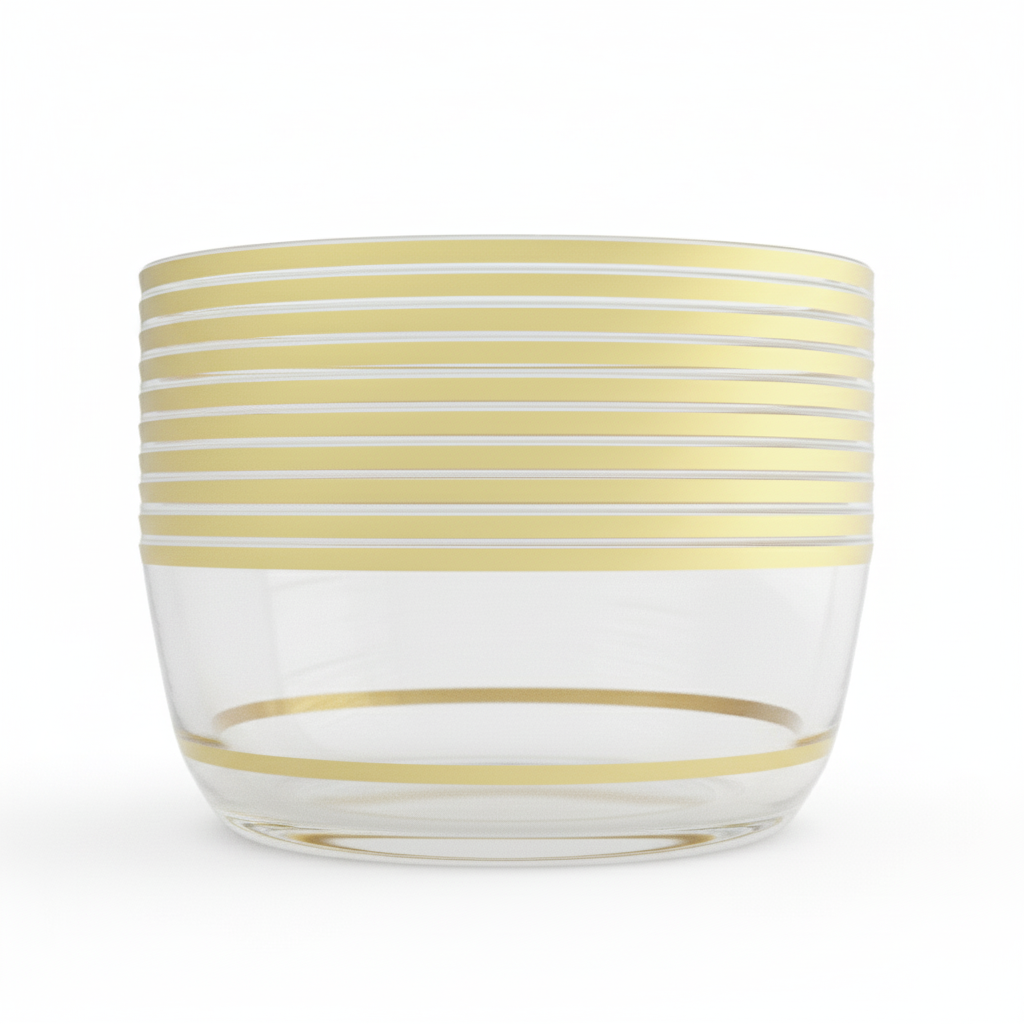 8oz Dessert Bowls – 240 Count (24 Packs of 10) – Clear with Elegant Gold Rim