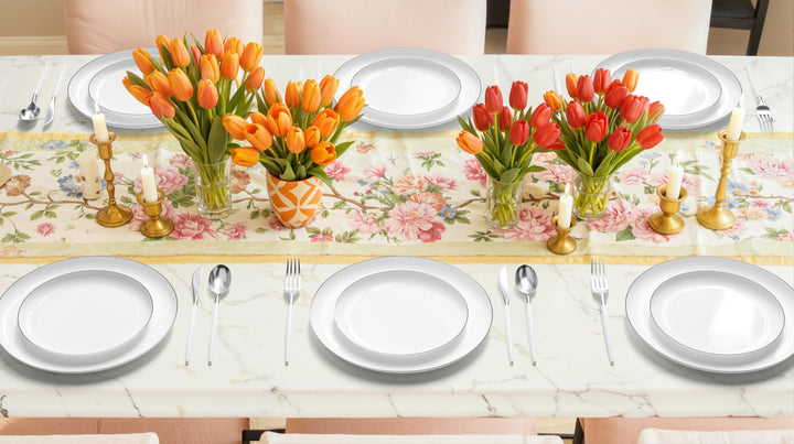 Elegance Party Premium Curve 10.25” Disposable Dinner Plate – White | Heavy-Duty Elegant Plastic Plates for Parties, Catering & Weddings | 10 Pack (12 Sets)