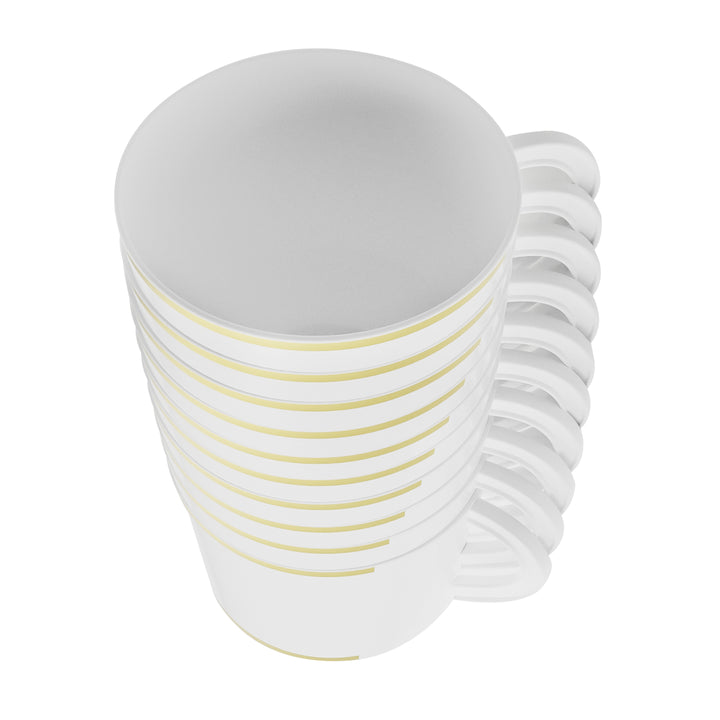 12.5oz Tea Cups – 96 Count (12 Packs of 8) – White-Gold/Silver/Rim Options