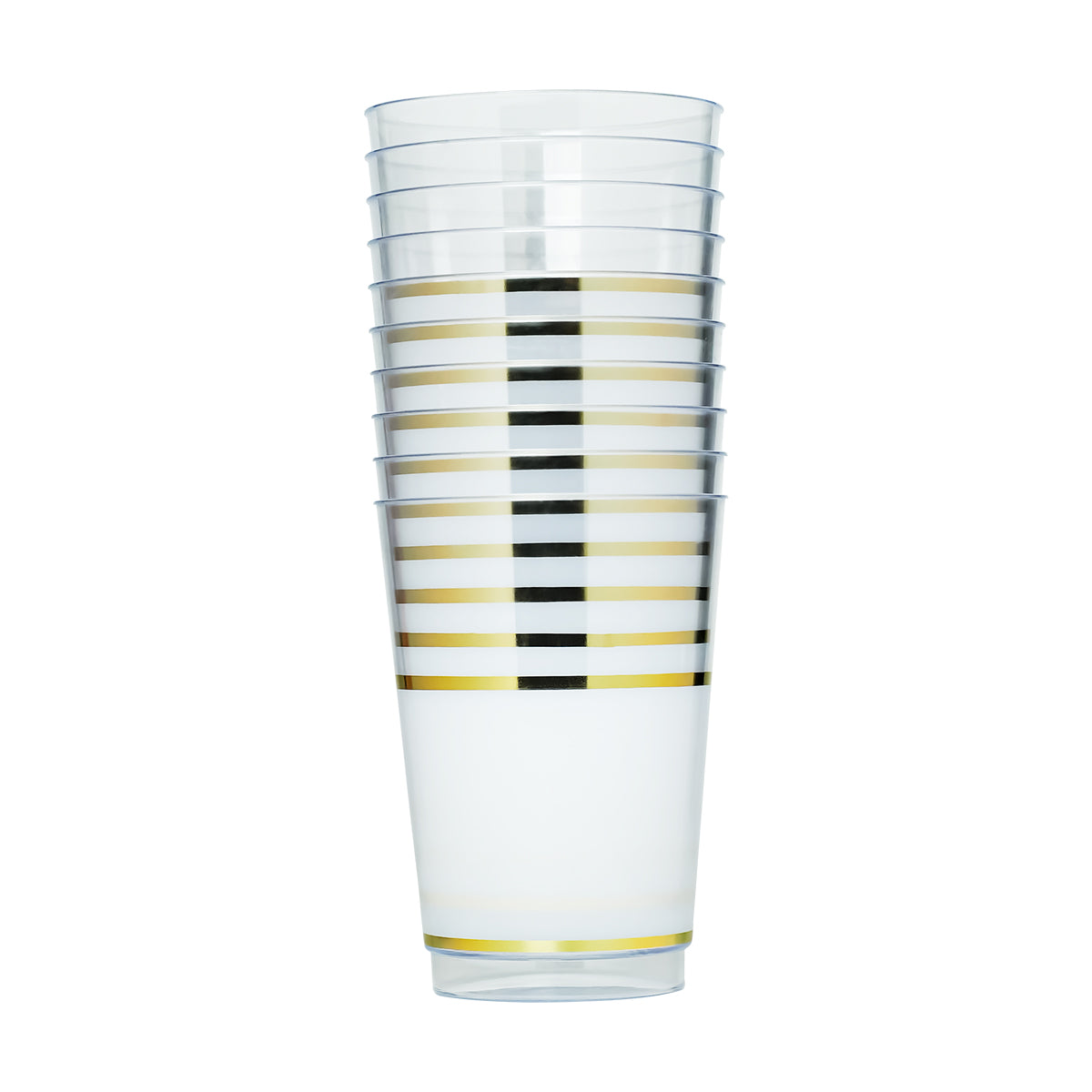 12oz Tumblers – 120 Count (12 Packs of 10) – White and Clear with Elegant Gold/Silver Rim