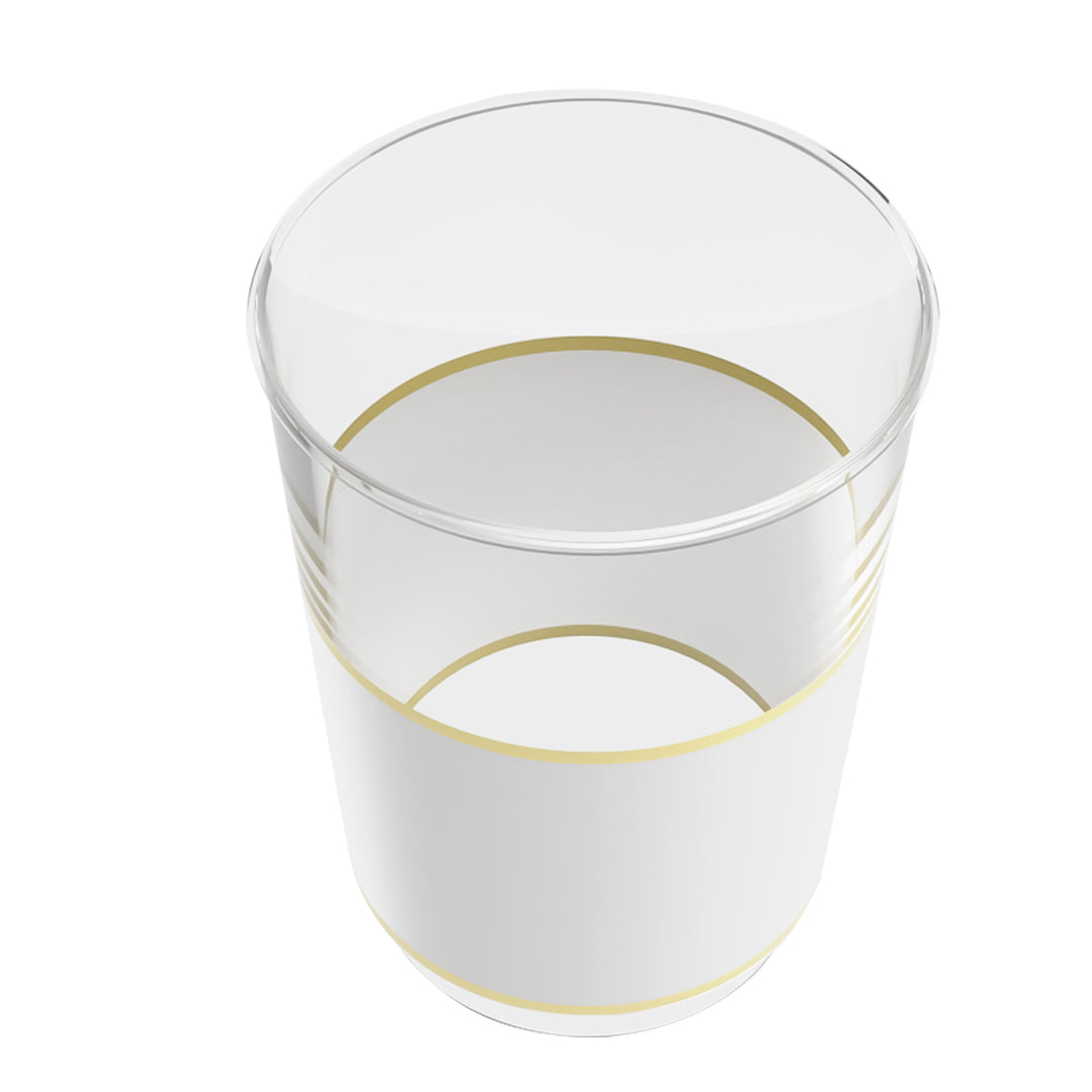 12oz Tumblers – 120 Count (12 Packs of 10) – White and Clear with Elegant Gold/Silver Rim