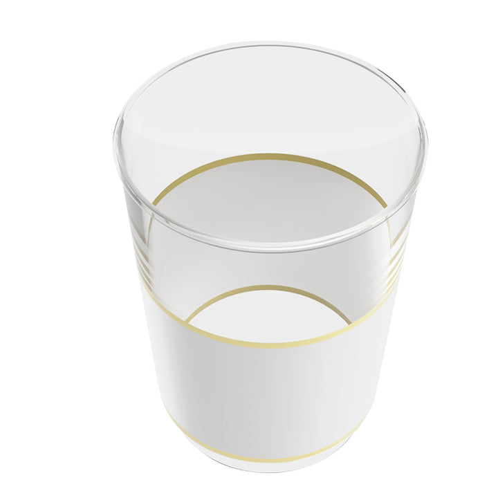 12oz Tumblers – 120 Count (12 Packs of 10) – White and Clear with Elegant Gold/Silver Rim