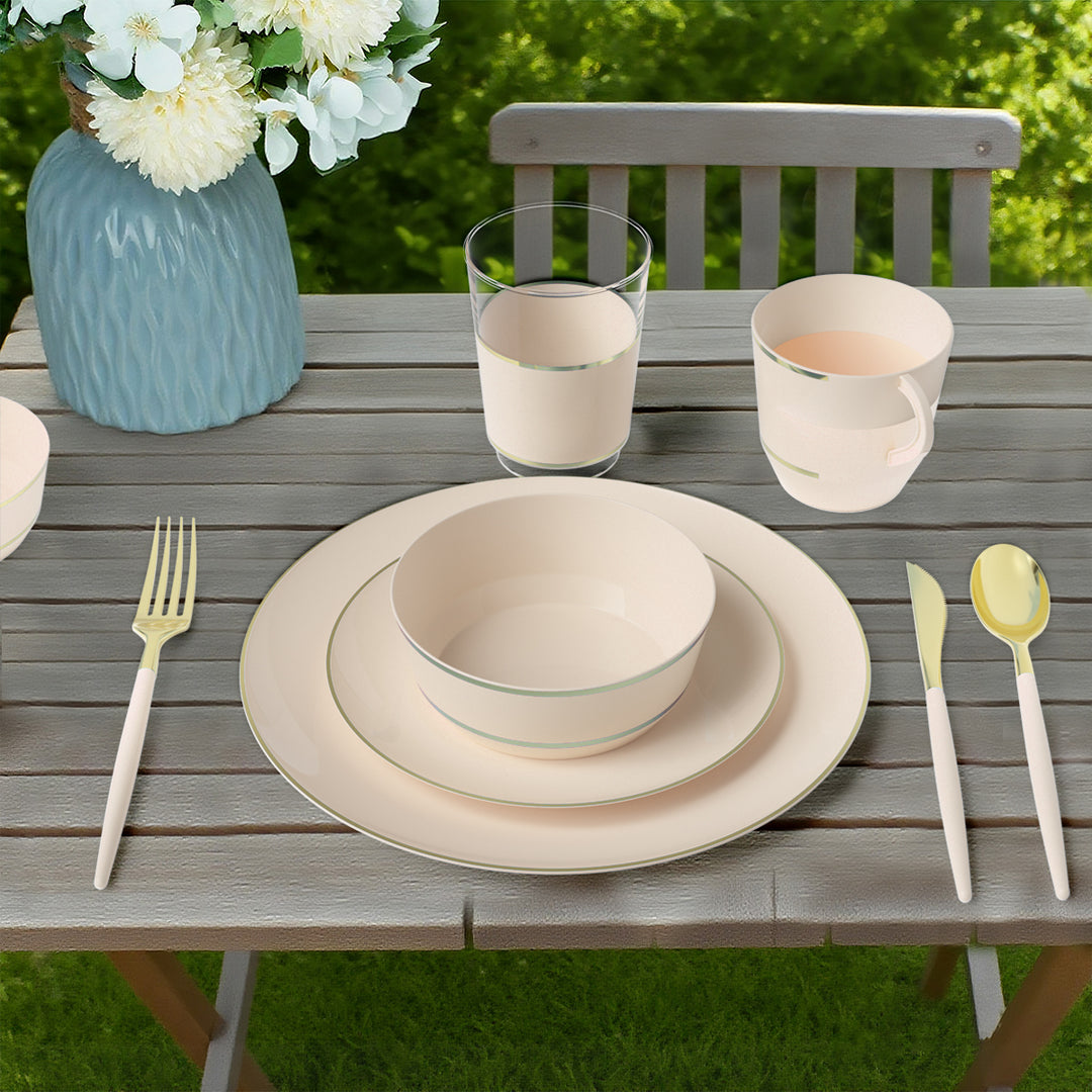 EP 8oz Dessert Bowl Linen + Gold