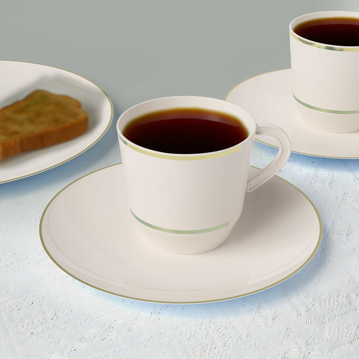 EP 12.5oz Tea Cup Linen + Gold