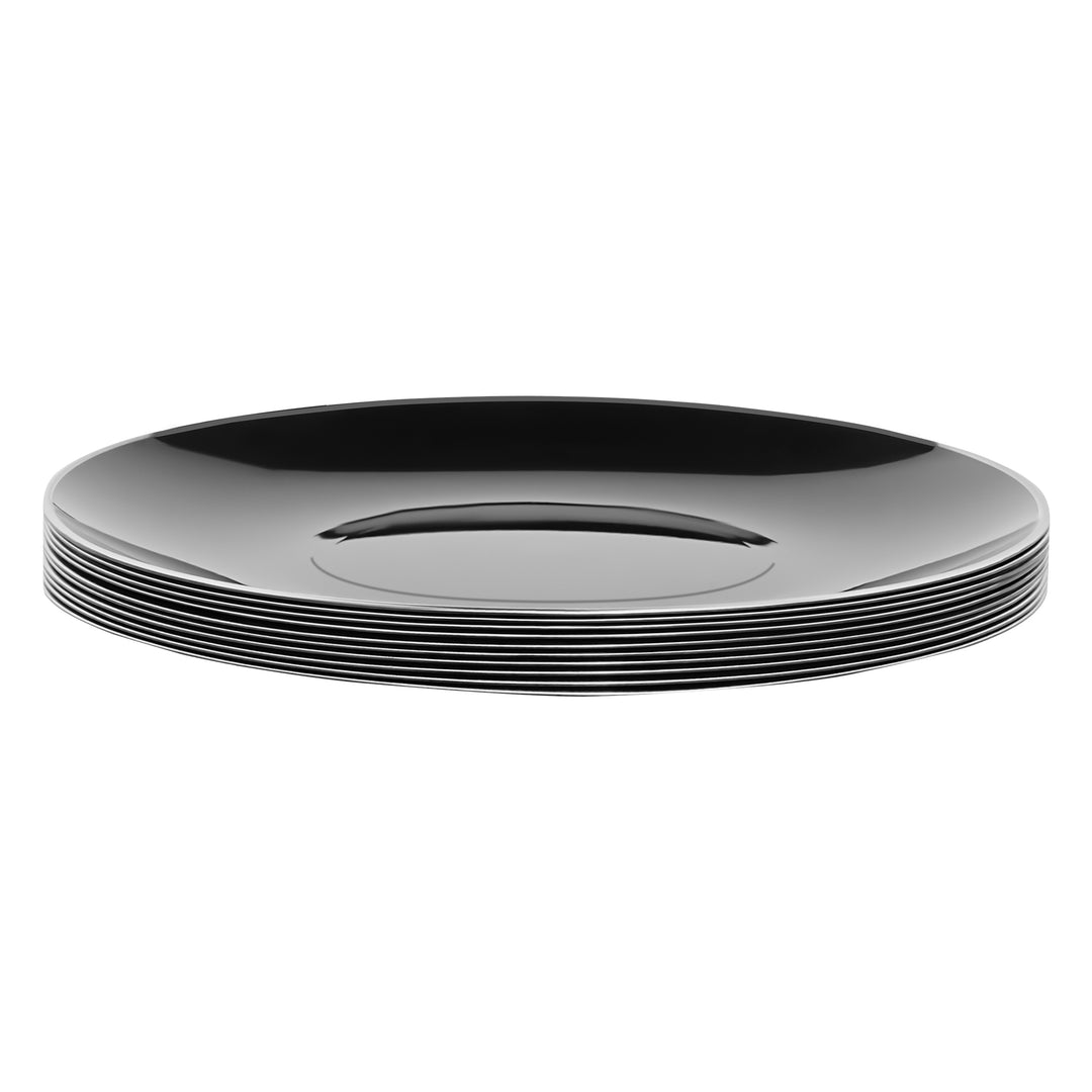 10.25" Dinner Plates – 120 Count (12 Packs of 10) – Black with Elegant Gold/Silver Rim