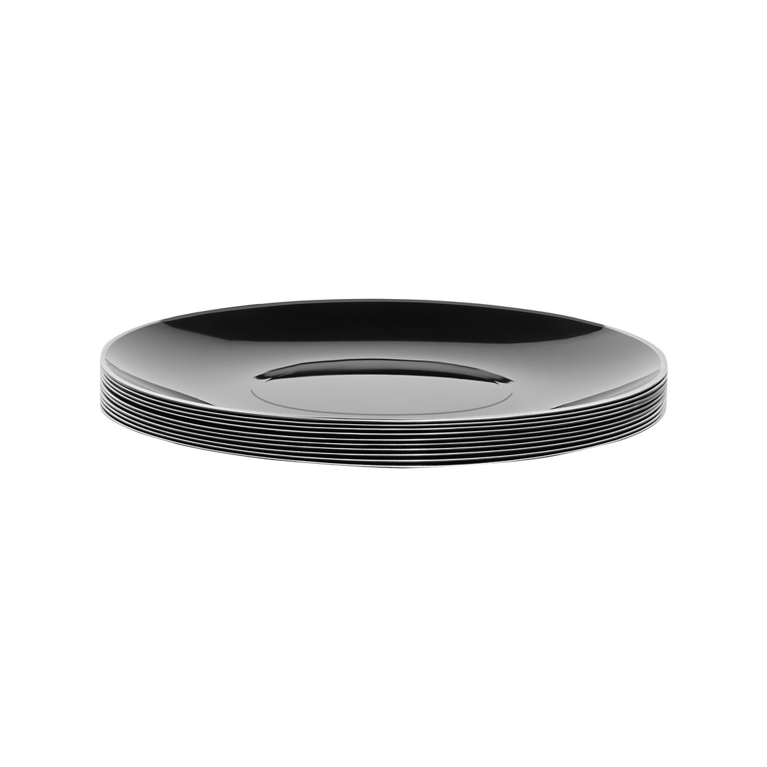 10.25" Dinner Plates – 120 Count (12 Packs of 10) – Black with Elegant Gold/Silver Rim