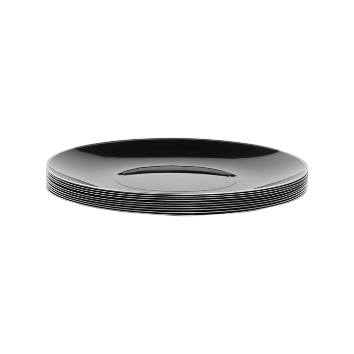 10.25" Dinner Plates – 120 Count (12 Packs of 10) – Black with Elegant Gold/Silver Rim
