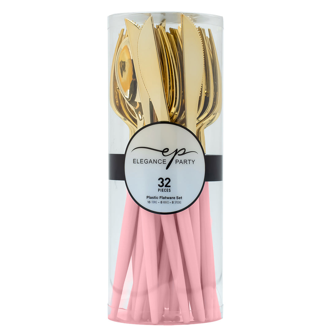 32PCS Cutlery Set Blush + Gold