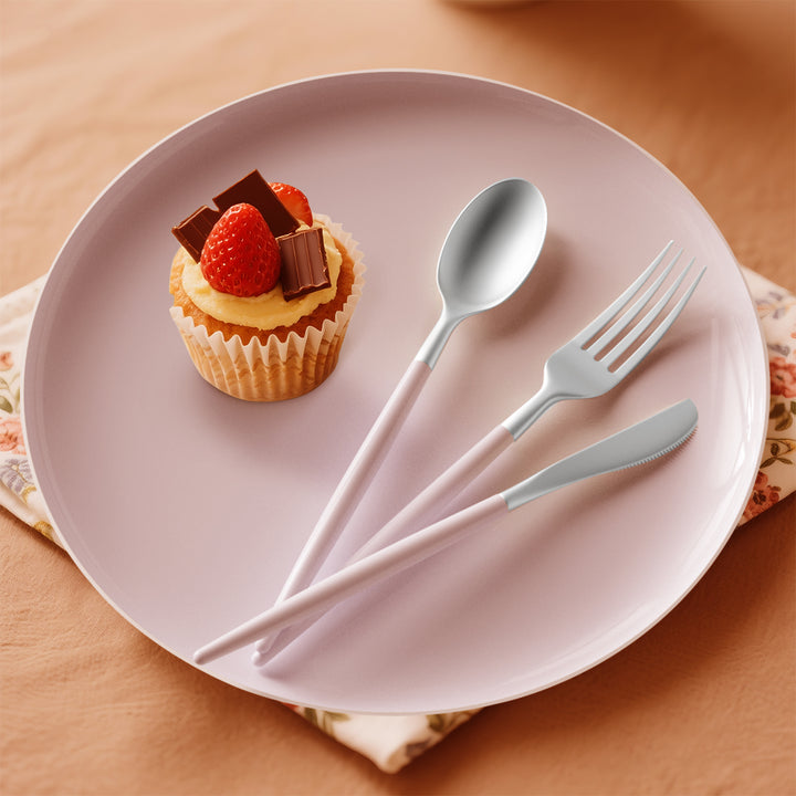 32PCS Cutlery Set Blush + Silver