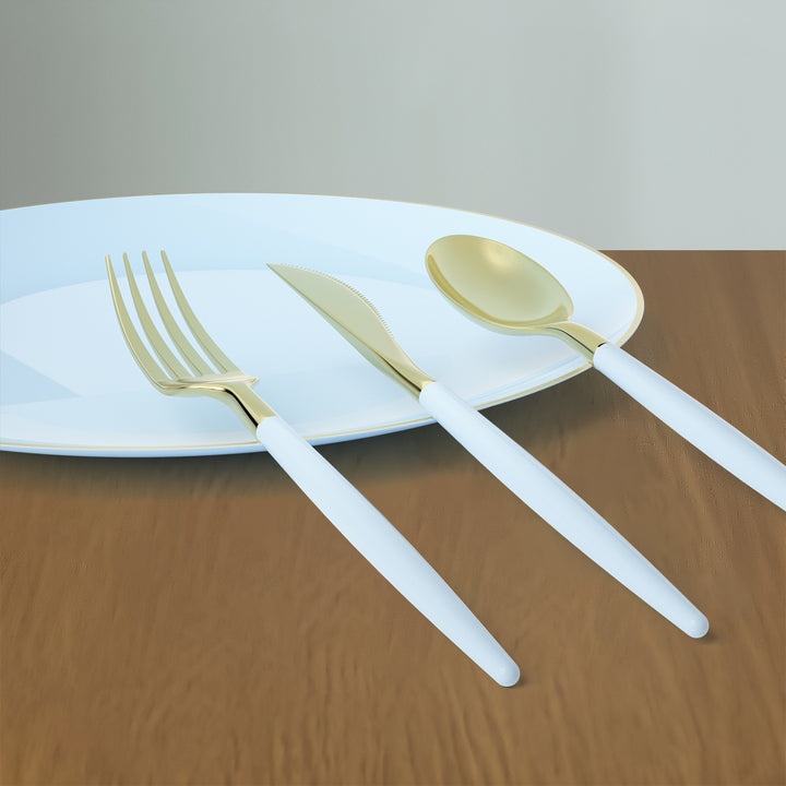 32PCS Cutlery Set Ice Blue + Gold