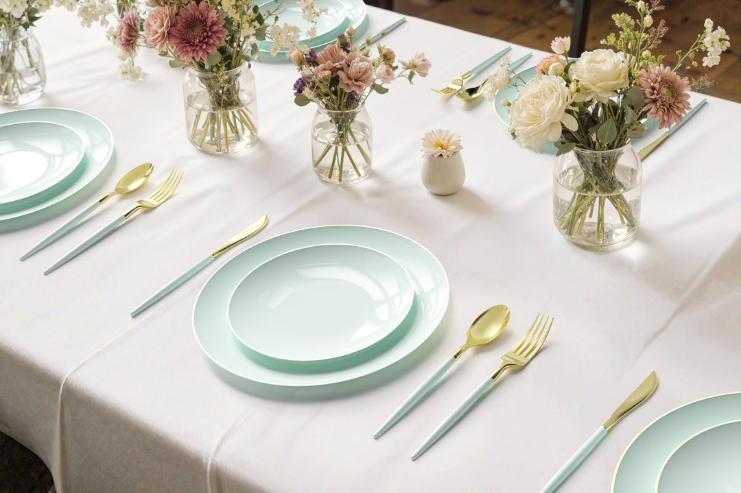 32PCS Cutlery Set Mint + Gold