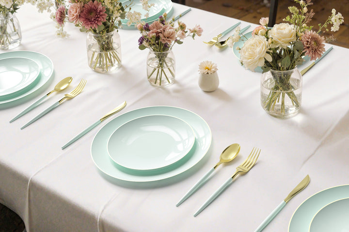 32PCS Cutlery Set Mint + Gold