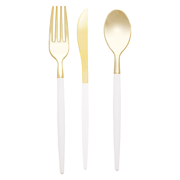 32PCS Cutlery Set White + Gold