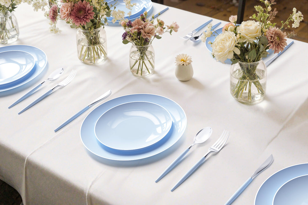 EP Edge Dinner Plate Ice Blue + Silver
