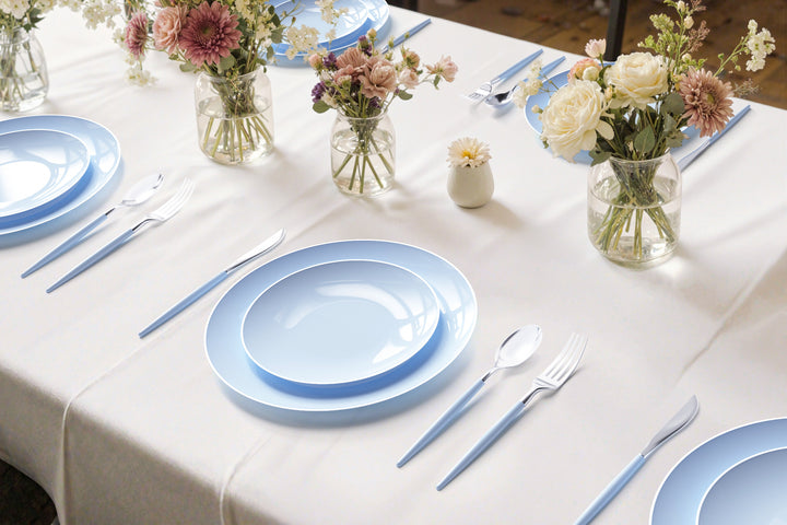 EP Edge Appetizer Plate Ice Blue + Silver