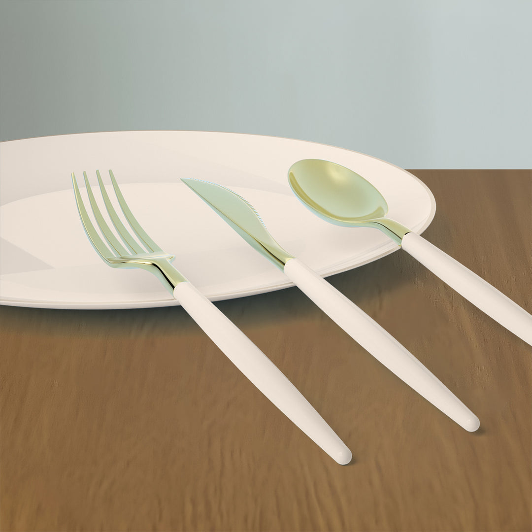 EP Curve Dinner Plate Linen + Gold