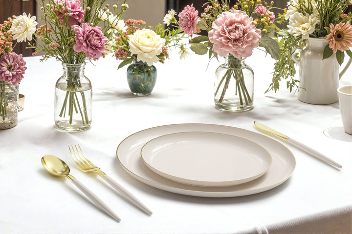 EP Edge Dinner Plate Linen + Gold