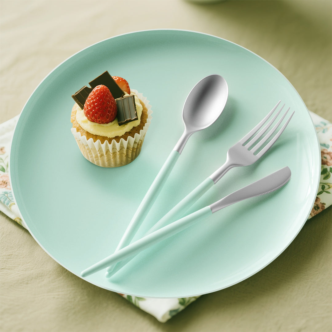 EP Curve Dinner Plate Mint + Silver