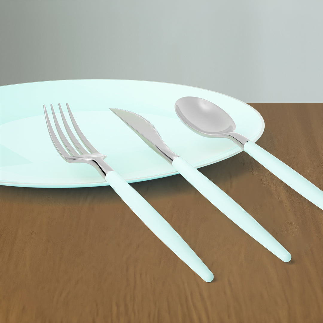 EP Curve Dinner Plate Mint + Silver
