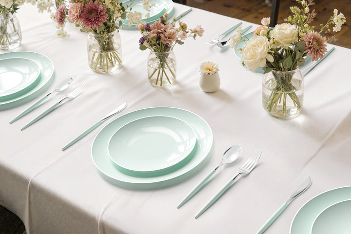 EP Edge Dinner Plate Mint + Silver