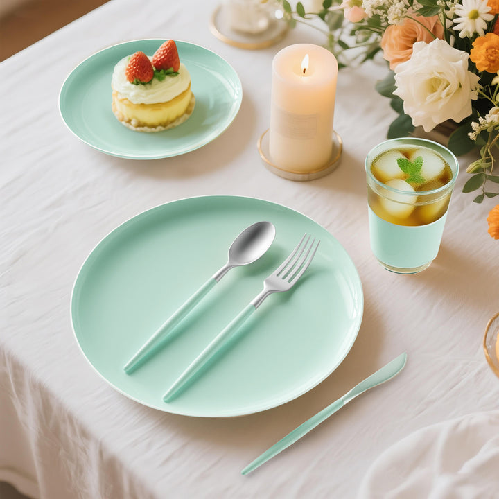 EP Edge Appetizer Plate Mint + Silver