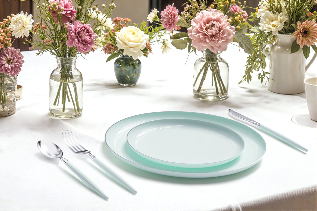 EP Edge Appetizer Plate Mint + Silver