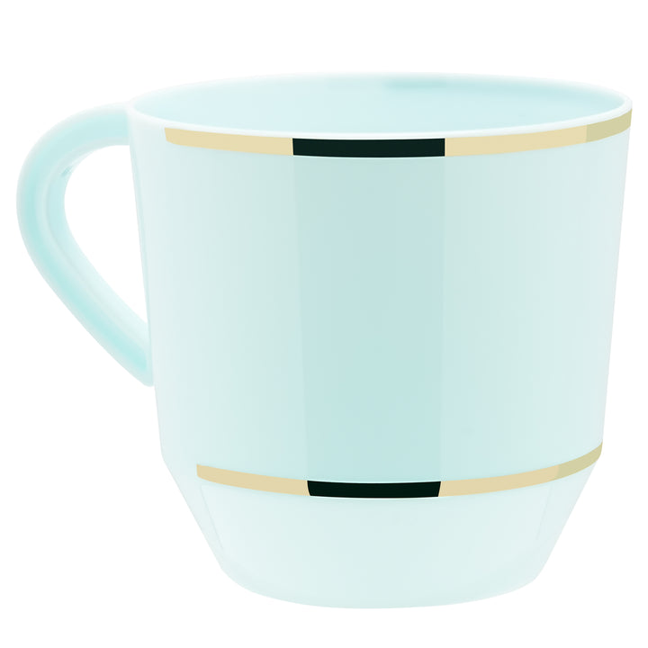12.5oz Tea Cups – 96 Count (12 Packs of 8) – Mint with Elegant Gold/Silver Rim