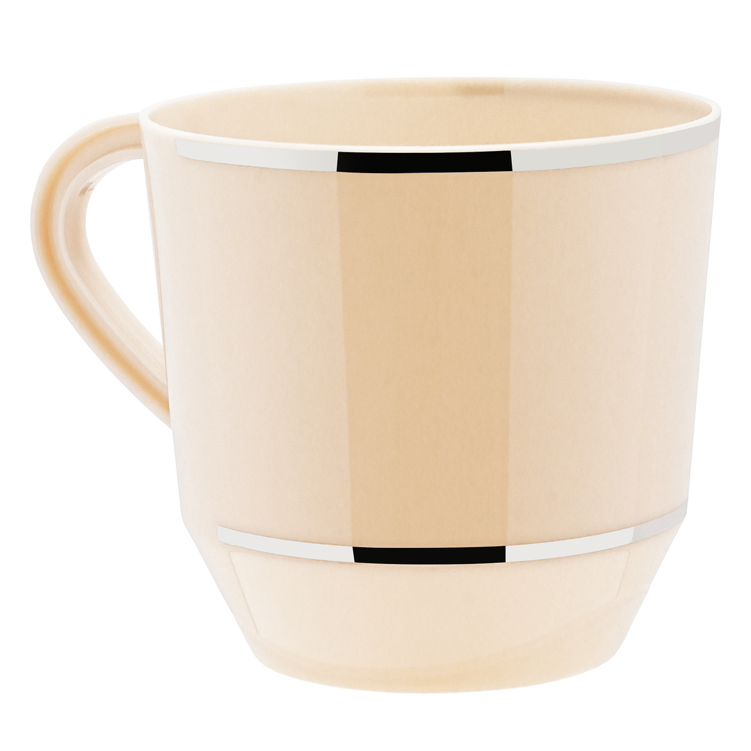 EP 8PK 12.5oz Tea Cup Linen+Silver