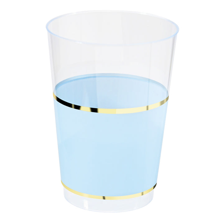 10 Pack Tumblers 12oz - Clear with Silver Rim