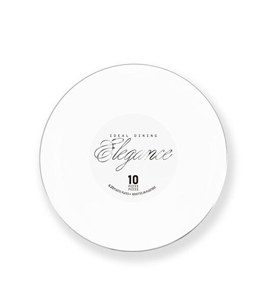 Elegance Plate 6.3" White + Rim Stamp Silver