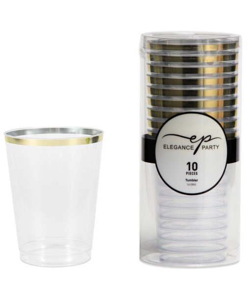 EP 10PK 9oz Tumbler Clear+Gold