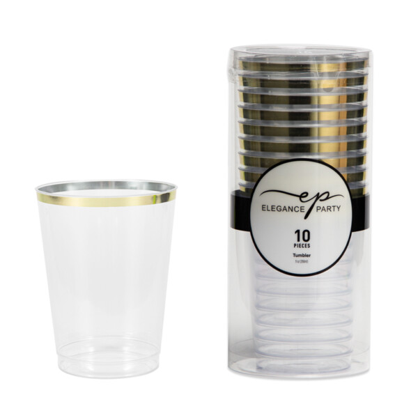 EP 10PK 9oz Tumbler Clear+Gold